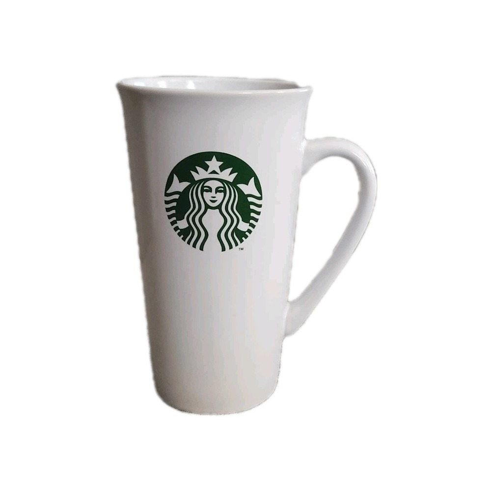 Starbucks 2013 Tall Coffee Mug White With Green Mermaid Logo 12 Oz